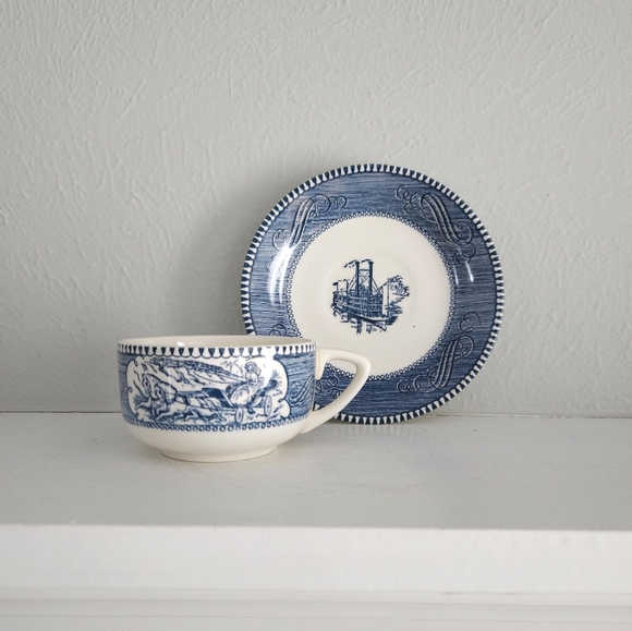 Vintage Set Of Currier & Ives Mugs And Saucers/Mini Bowls - Picture 5 of 16